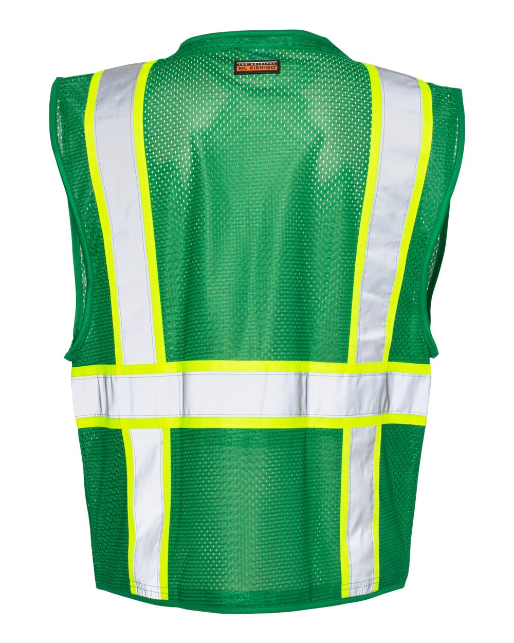 111-EV Series® Enhanced Visibility Multi-Pocket Mesh Vest - Back - B68429543 - Green/ Lime - B104