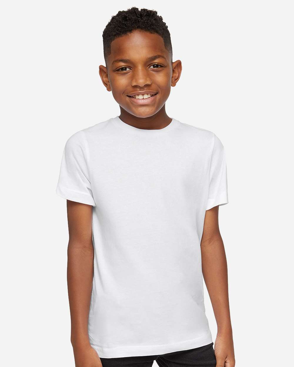 Youth Fine Jersey Tee - OnModelFront - B38038012 - Blended White