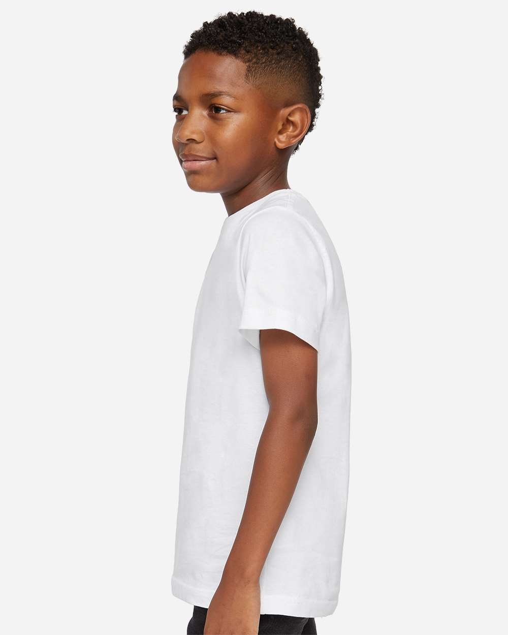 Youth Fine Jersey Tee - OnModelSide - B38038012 - Blended White