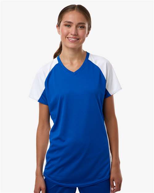 Women's Cutter Jersey - OnModelFront - B97134753 - Royal/ White