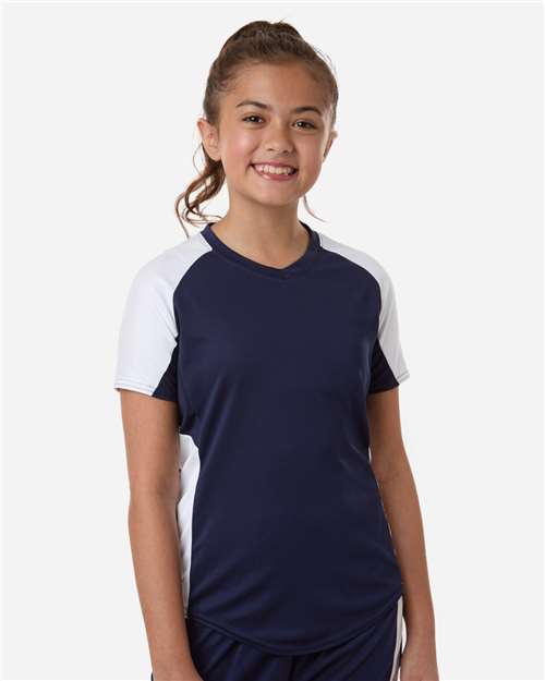 Girls' Cutter Jersey - OnModelFront - B97234643 - Navy/ White
