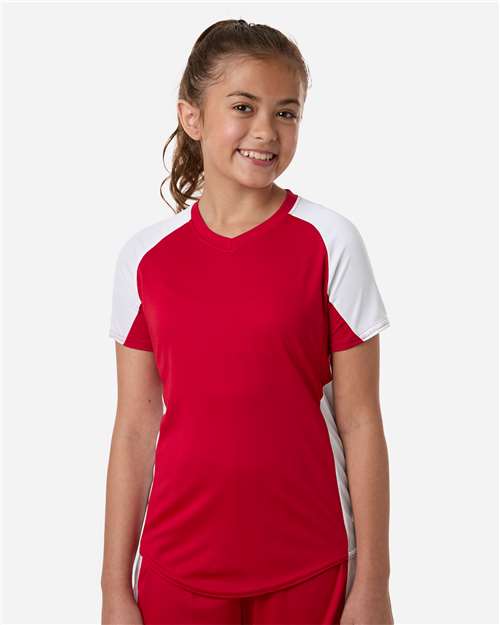 Girls' Cutter Jersey - OnModelFront - B97234703 - Red/ White