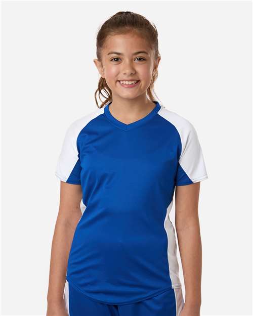 Girls' Cutter Jersey - OnModelFront - B97234103 - Royal/ White