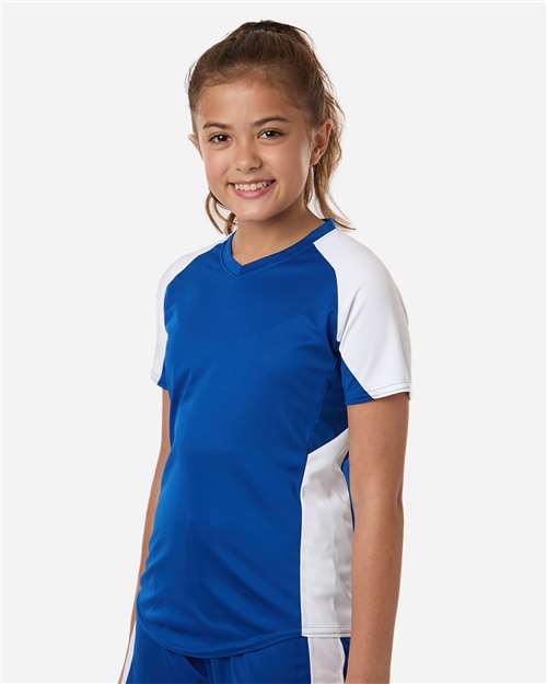 Girls' Cutter Jersey - OnModelSide - B97234103 - Royal/ White