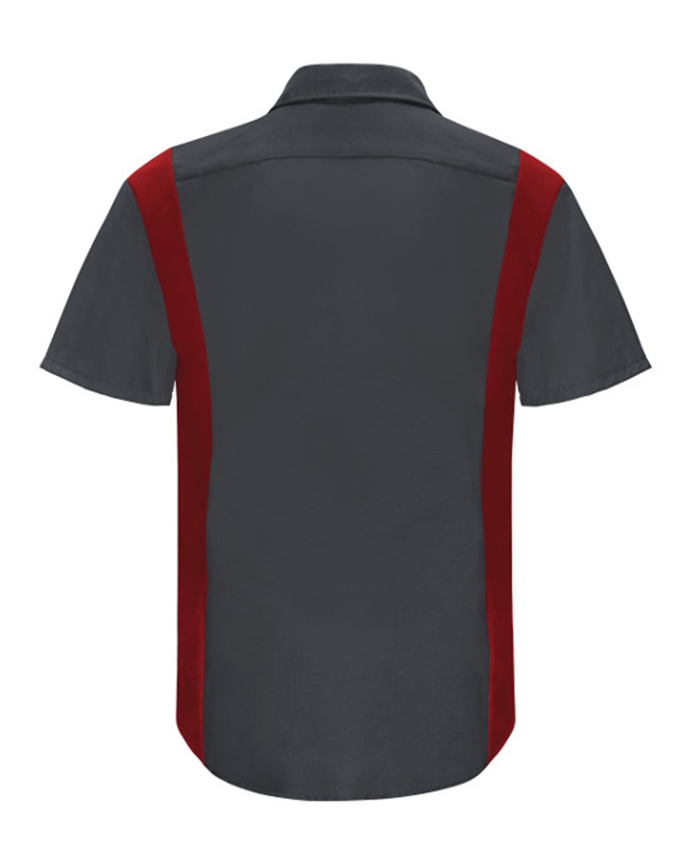 Men's Tall Performance Plus Short Sleeve Shirt with Oilblok Technology - Back - B56630596 - Charcoal/ Fireball Red