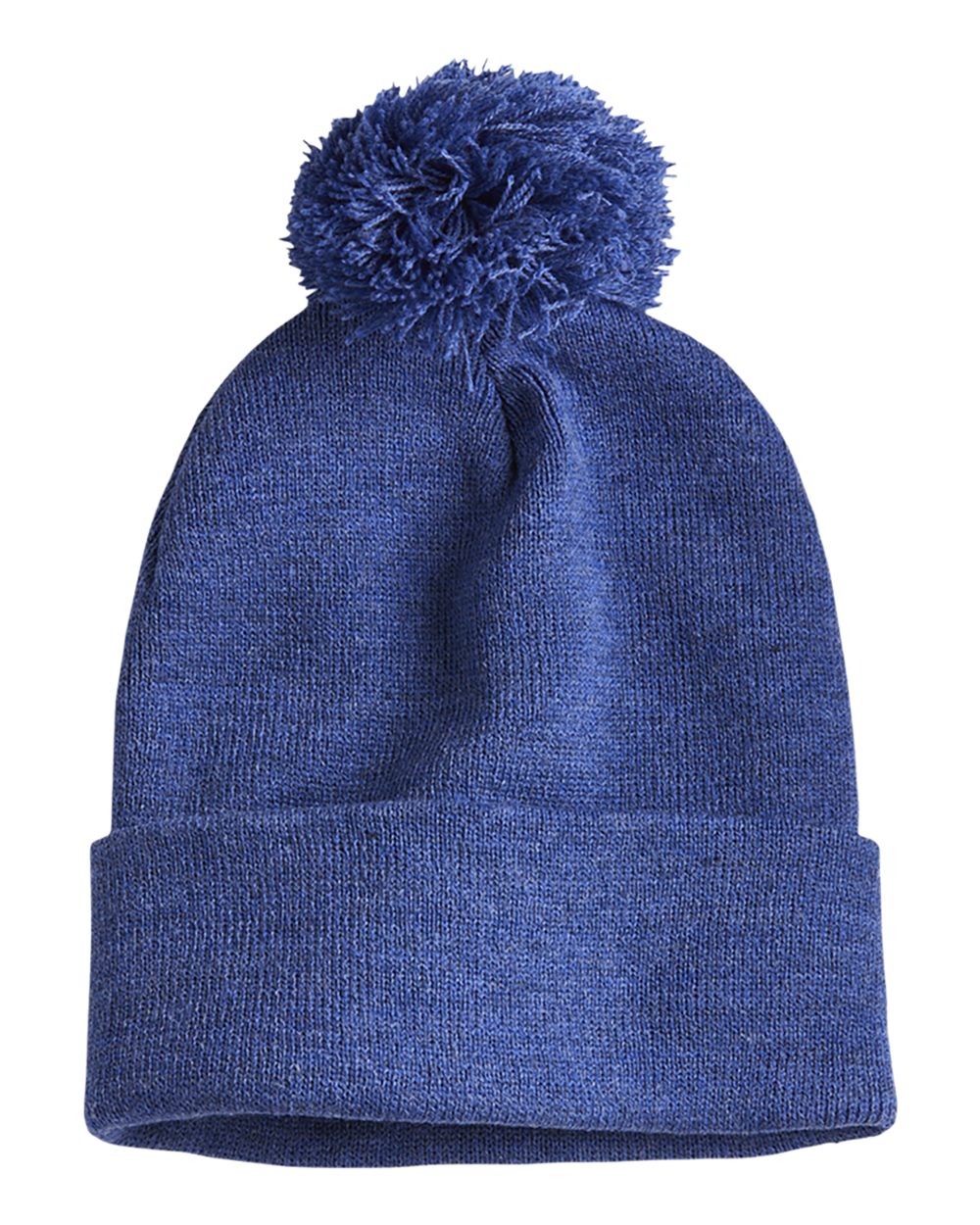 12" Pom-Pom Cuffed Beanie - Back - B21595740 - Heather Dark Royal