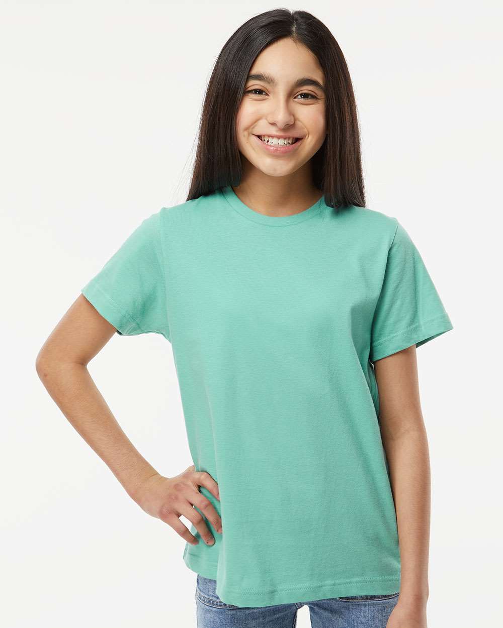 Youth Fine Jersey Tee - OnModelFront - B38038202 - Saltwater