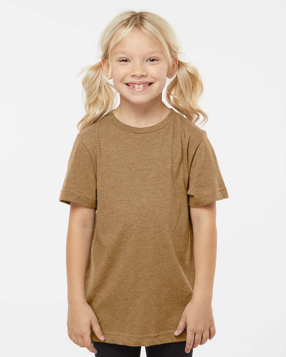 Youth Fine Jersey Tee - OnModelFront - B38038413 - Vintage Coyote Brown