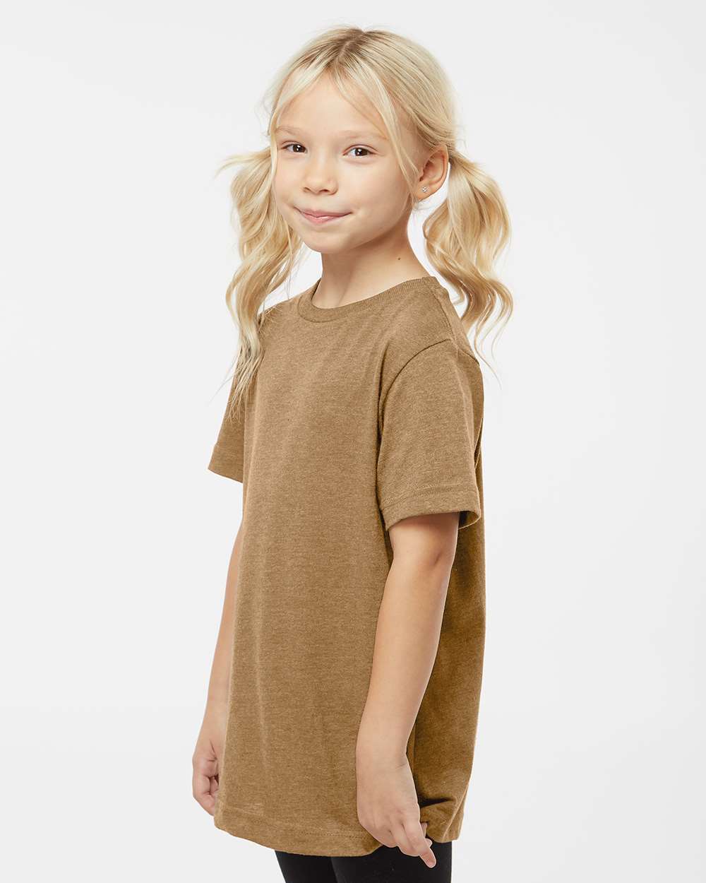 Youth Fine Jersey Tee - OnModelSide - B38038413 - Vintage Coyote Brown