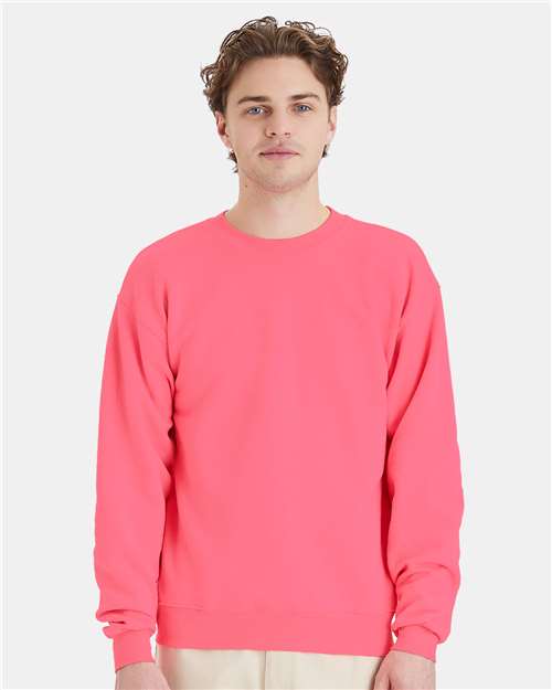 Unisex EcoSmart® Crewneck Sweatshirt - OnModelFront - B21000149 - Safety Pink