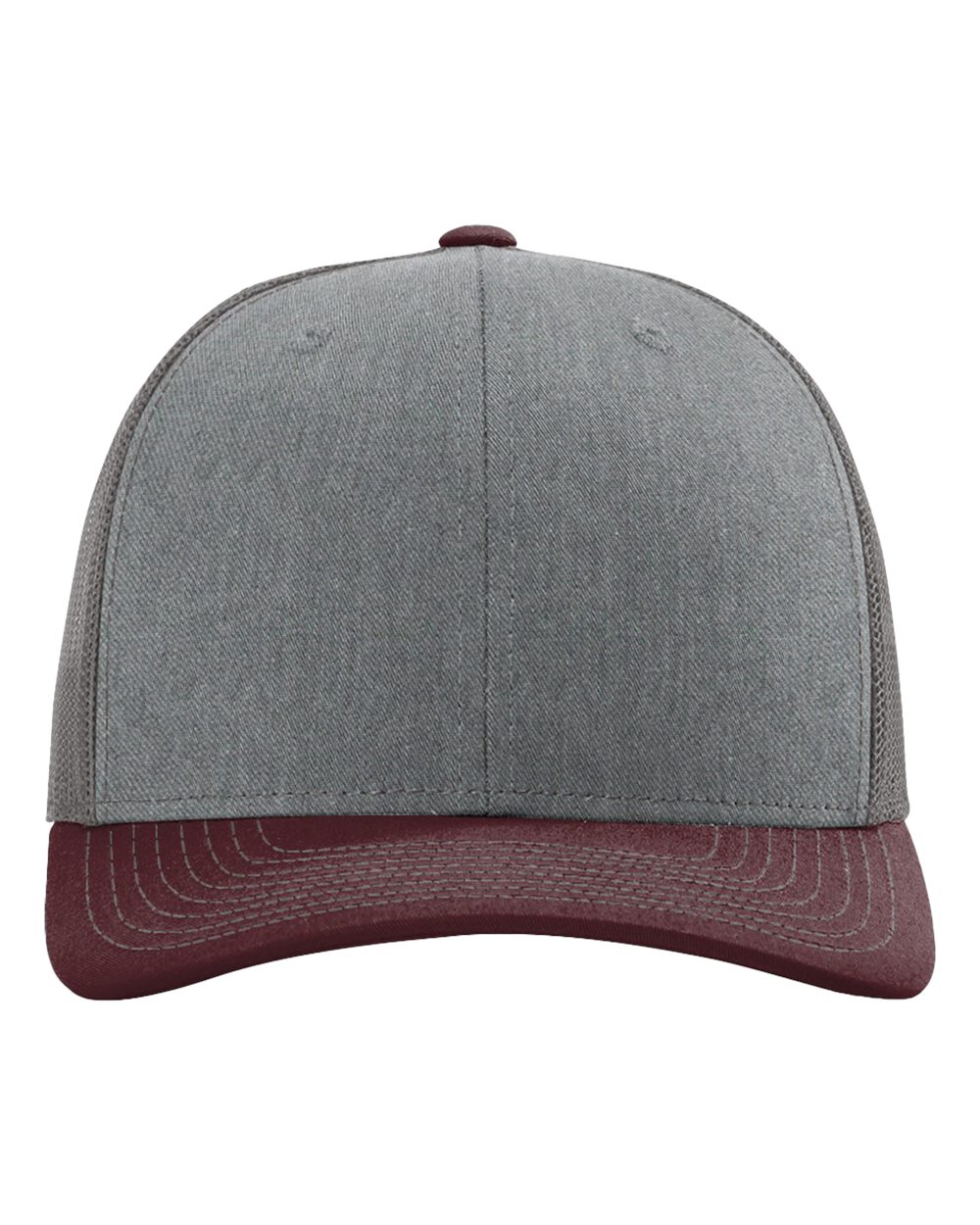 Snapback Trucker Cap - Front - B18095950 - Heather Grey/ Charcoal/ Maroon
