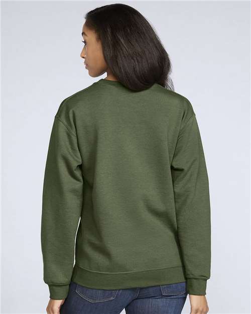 Unisex Softstyle® Midweight Crewneck Sweatshirt - OnModelBack - B24060532 - Military Green