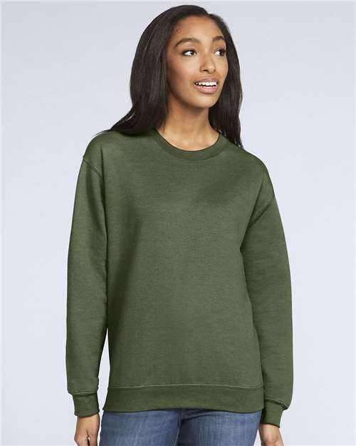 Unisex Softstyle® Midweight Crewneck Sweatshirt - OnModelFront - B24060532 - Military Green