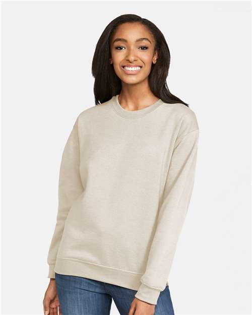 Unisex Softstyle® Midweight Crewneck Sweatshirt - OnModelFront - B24060752 - Sand