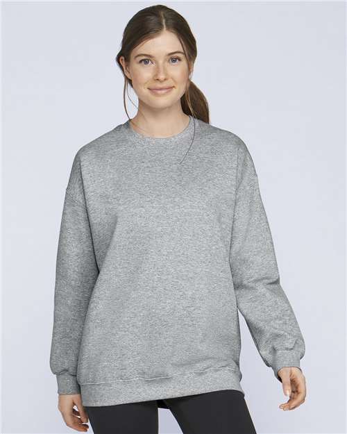 Unisex Softstyle® Midweight Crewneck Sweatshirt - OnModelFront - B24060582 - Sport Grey
