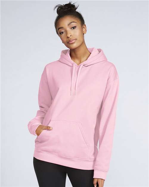 Unisex Softstyle® Midweight Hooded Sweatshirt - OnModelFront - B24160302 - Light Pink