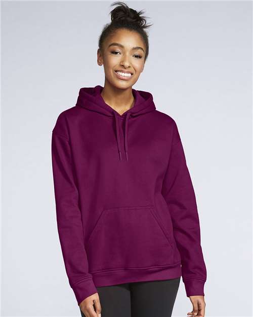 Unisex Softstyle® Midweight Hooded Sweatshirt - OnModelFront - B24160532 - Maroon