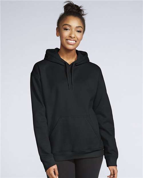 Unisex Softstyle® Midweight Hooded Sweatshirt - OnModelFront - B24160502 - Black