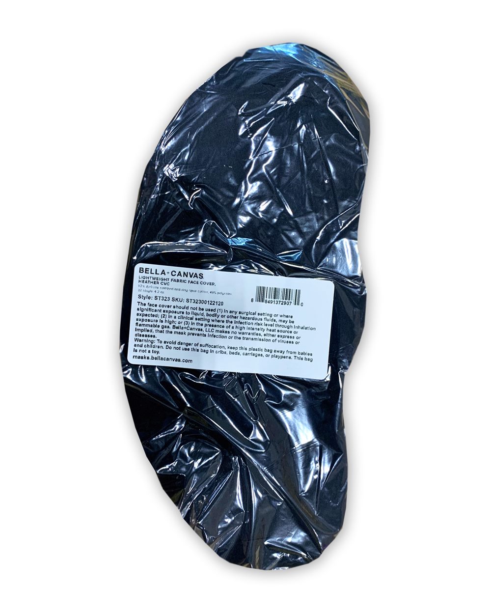 Lightweight Fabric Face Cover - CVC 52/48 Cotton/Poly - Side - B05106500 - Black