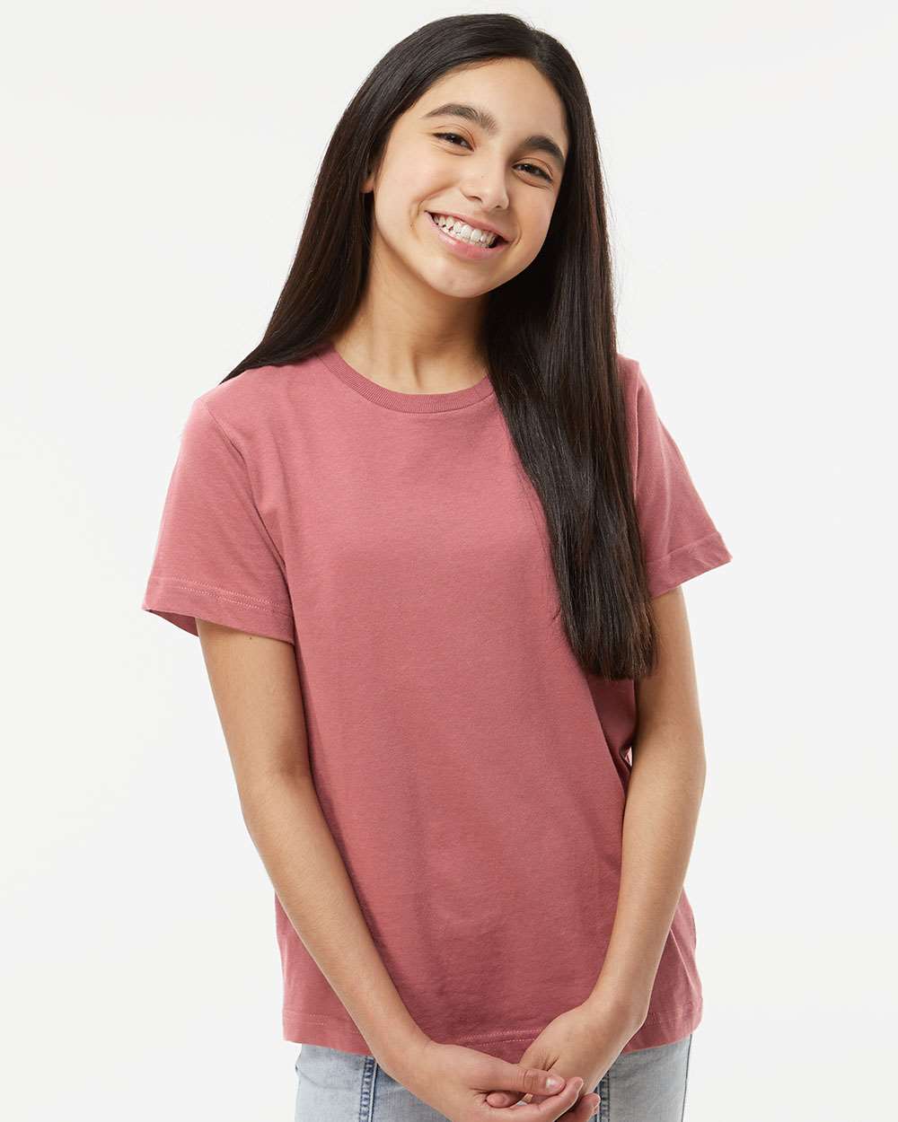 Youth Fine Jersey Tee - OnModelFront - B38038912 - Rouge
