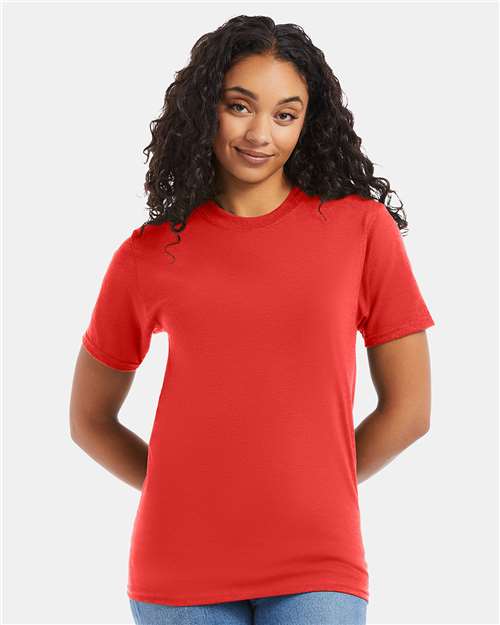 Unisex Beefy-T® T-Shirt - OnModelFront - B01500775 - Poppy Red