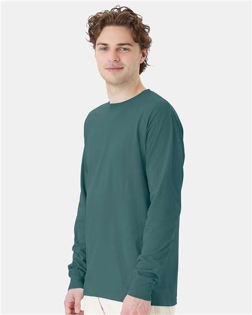 Unisex Garment-Dyed Long Sleeve T-Shirt - OnModelSide - B35300178 - Cactus