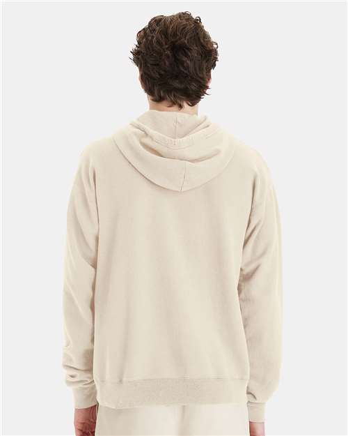 Unisex Garment-Dyed Hooded Sweatshirt - OnModelBack - B35800763 - Parchment