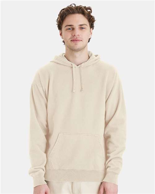 Unisex Garment-Dyed Hooded Sweatshirt - OnModelFront - B35800763 - Parchment