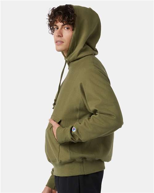 Unisex Reverse Weave® Hooded Sweatshirt - OnModelSide - B20484648 - Fresh Olive