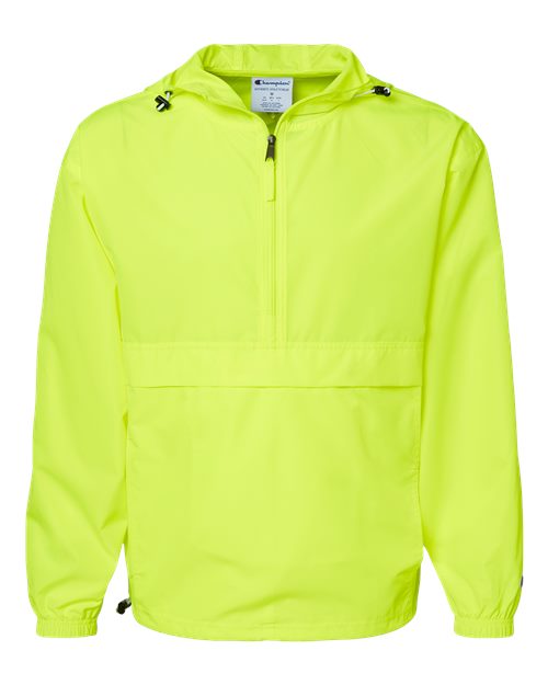 Unisex Packable Anorak Jacket - Front - B63284166 - Safety Green