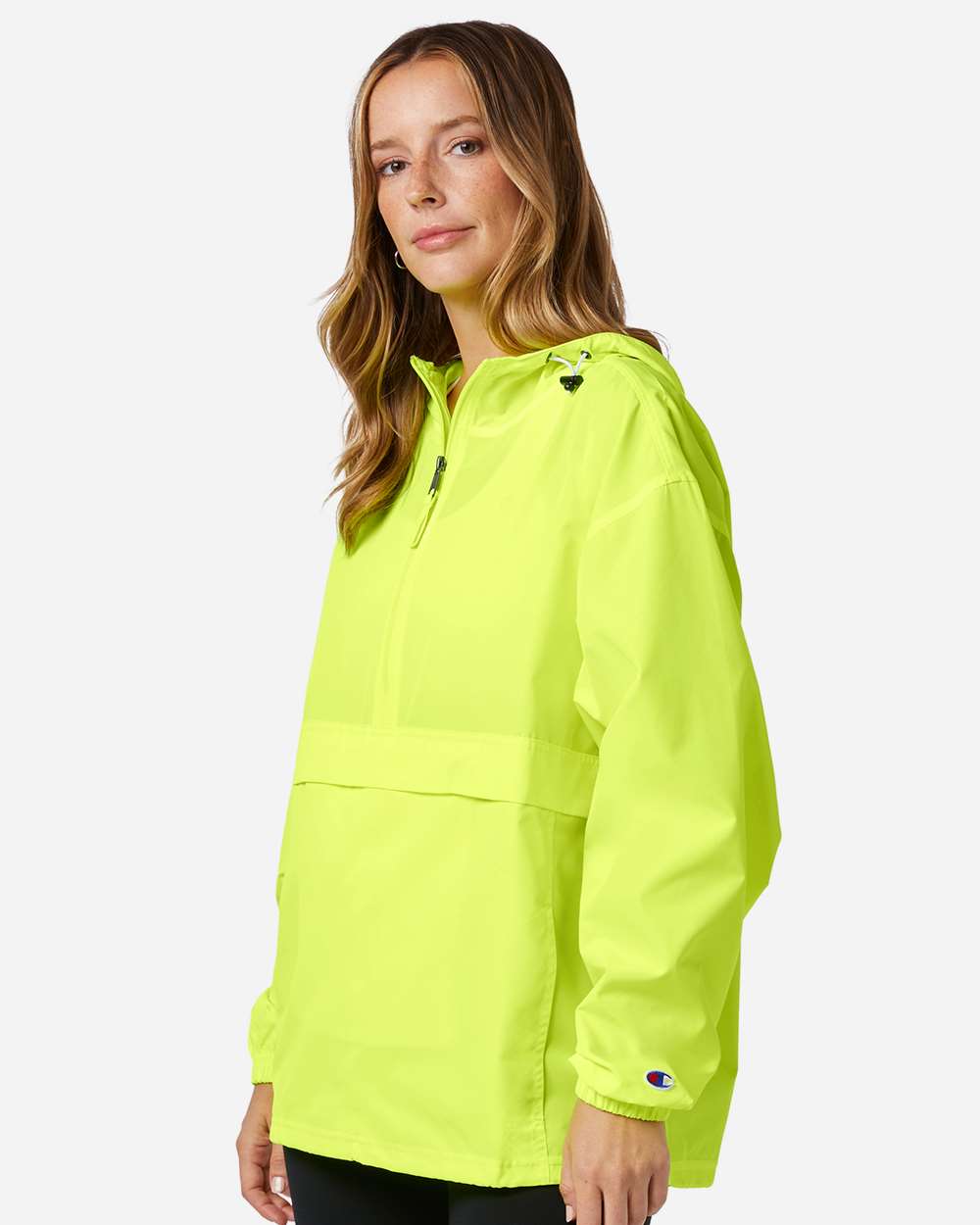 Packable Anorak Jacket - OnModelSide - B63284163 - Safety Green