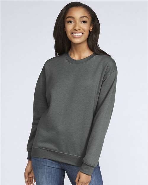 Unisex Softstyle® Midweight Crewneck Sweatshirt - OnModelFront - B24060562 - Charcoal