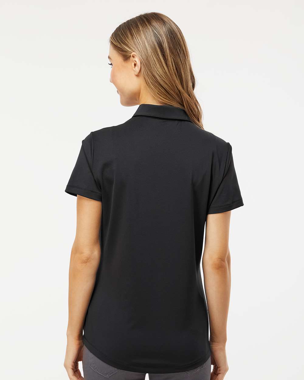 Women's Ultimate Solid Polo - OnModelBack - B05753502 - Black