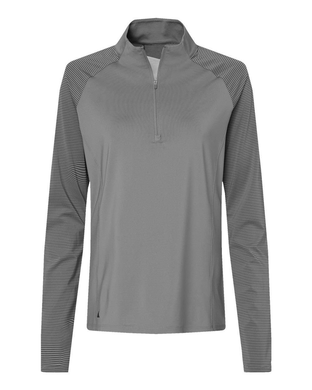 Women's Stripe Block Quarter-Zip Pullover - Front - B05953352 - Grey Three