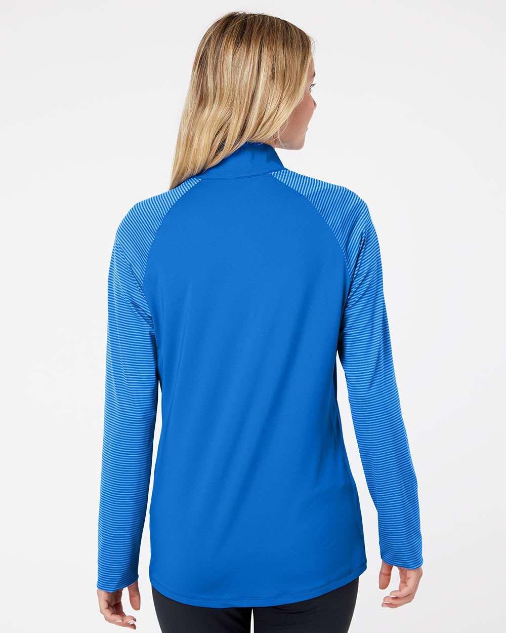 Women's Stripe Block Quarter-Zip Pullover - OnModelBack - B05953752 - Glory Blue