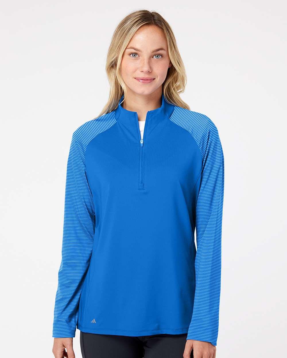 Women's Stripe Block Quarter-Zip Pullover - OnModelFront - B05953752 - Glory Blue