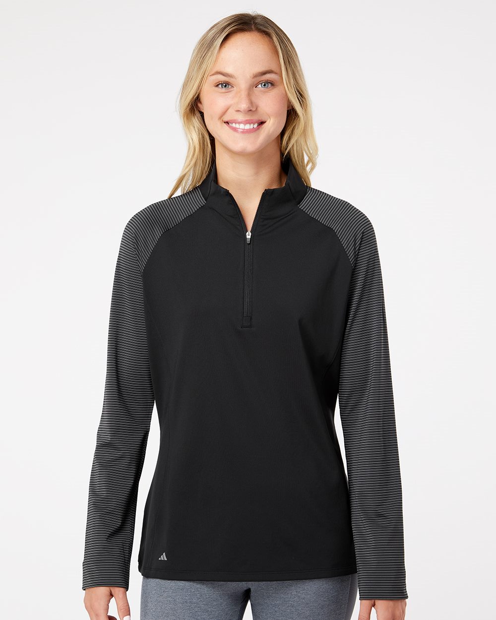 Women's Stripe Block Quarter-Zip Pullover - styleImage