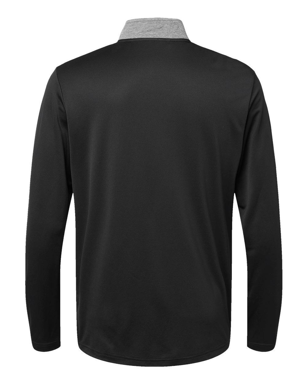 Men's Heather Block Print Quarter-Zip Pullover - Back - B06053502 - Black Melange/ Black/ Grey Three