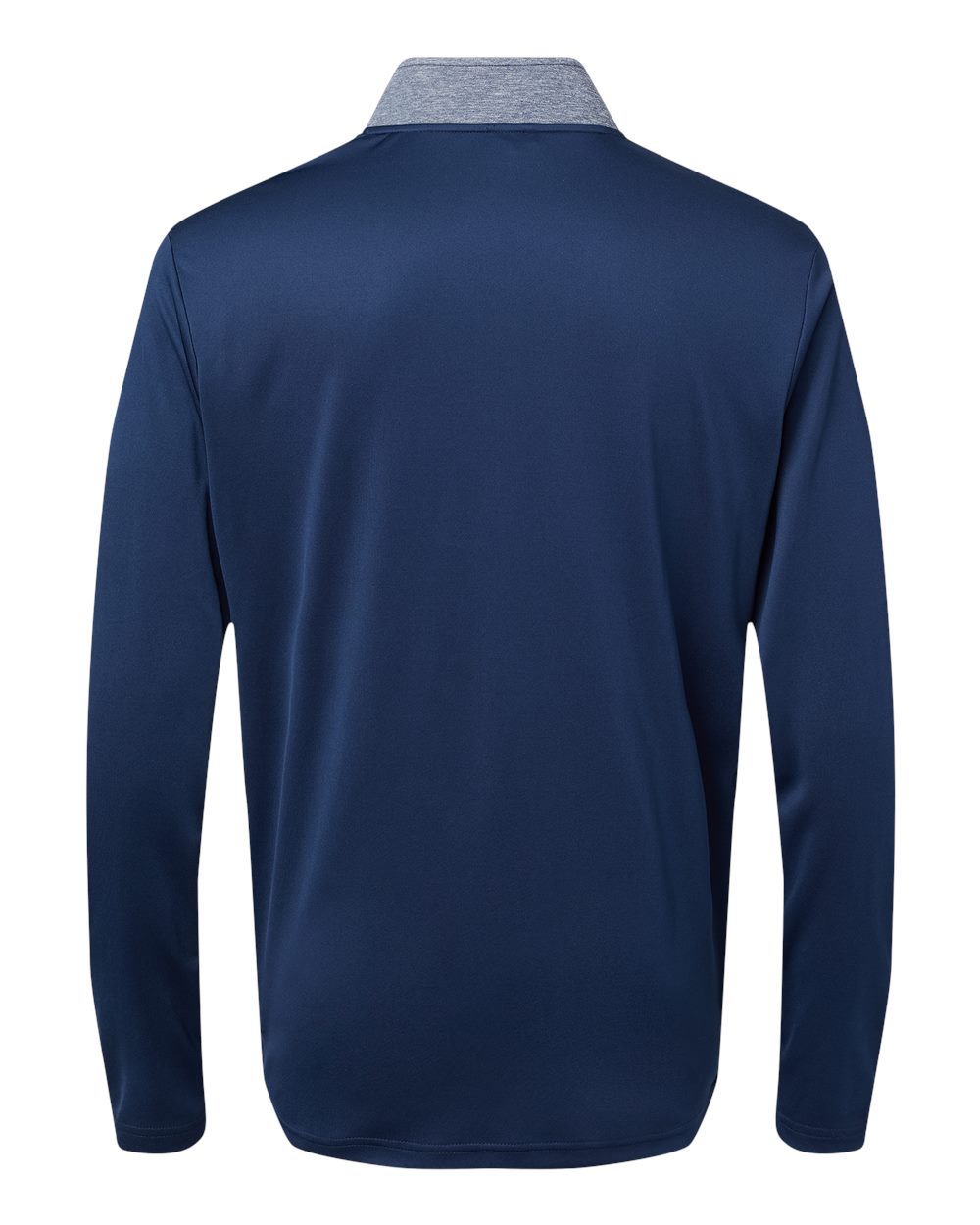 Men's Heather Block Print Quarter-Zip Pullover - Back - B06053652 - Collegiate Navy Melange/ Navy/ Grey Three