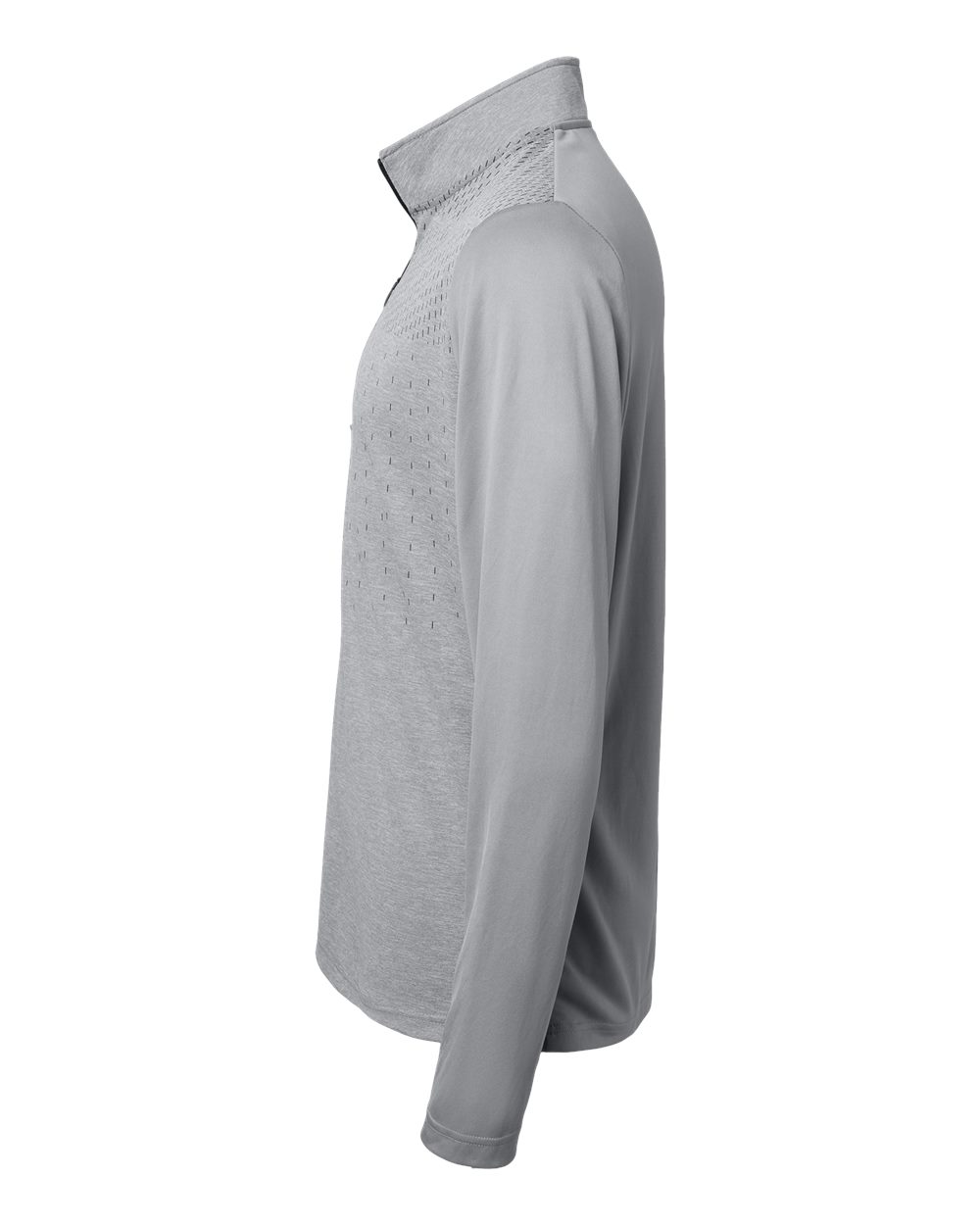 Men's Heather Block Print Quarter-Zip Pullover - DirectSide - B06053352 - Grey Three Melange/ Grey Three/ Black