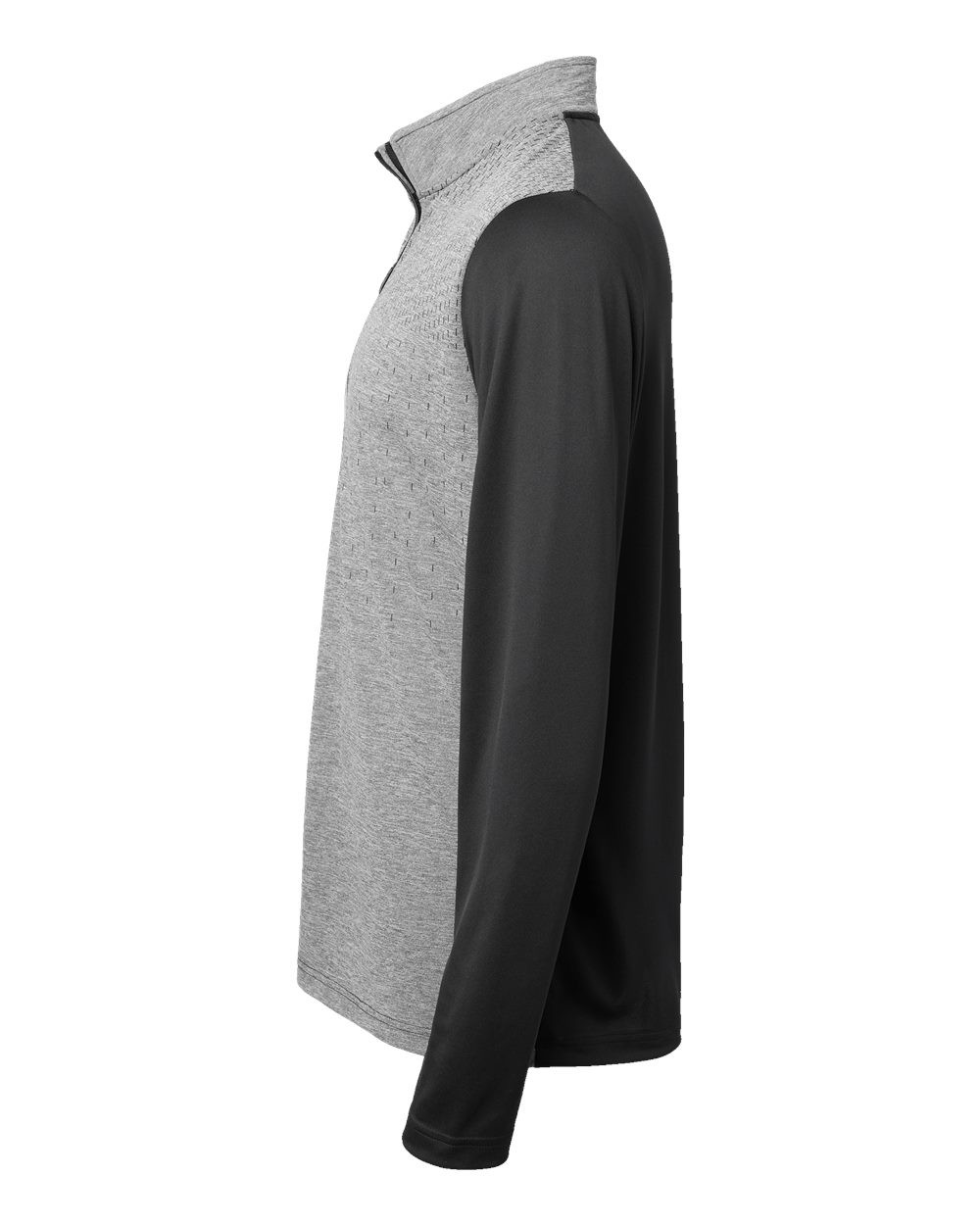 Men's Heather Block Print Quarter-Zip Pullover - DirectSide - B06053502 - Black Melange/ Black/ Grey Three