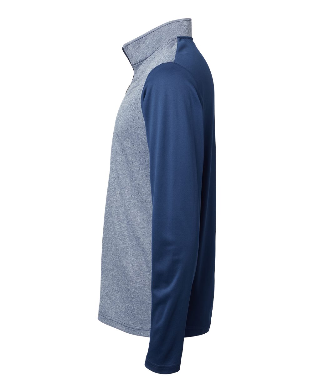 Men's Heather Block Print Quarter-Zip Pullover - DirectSide - B06053652 - Collegiate Navy Melange/ Navy/ Grey Three