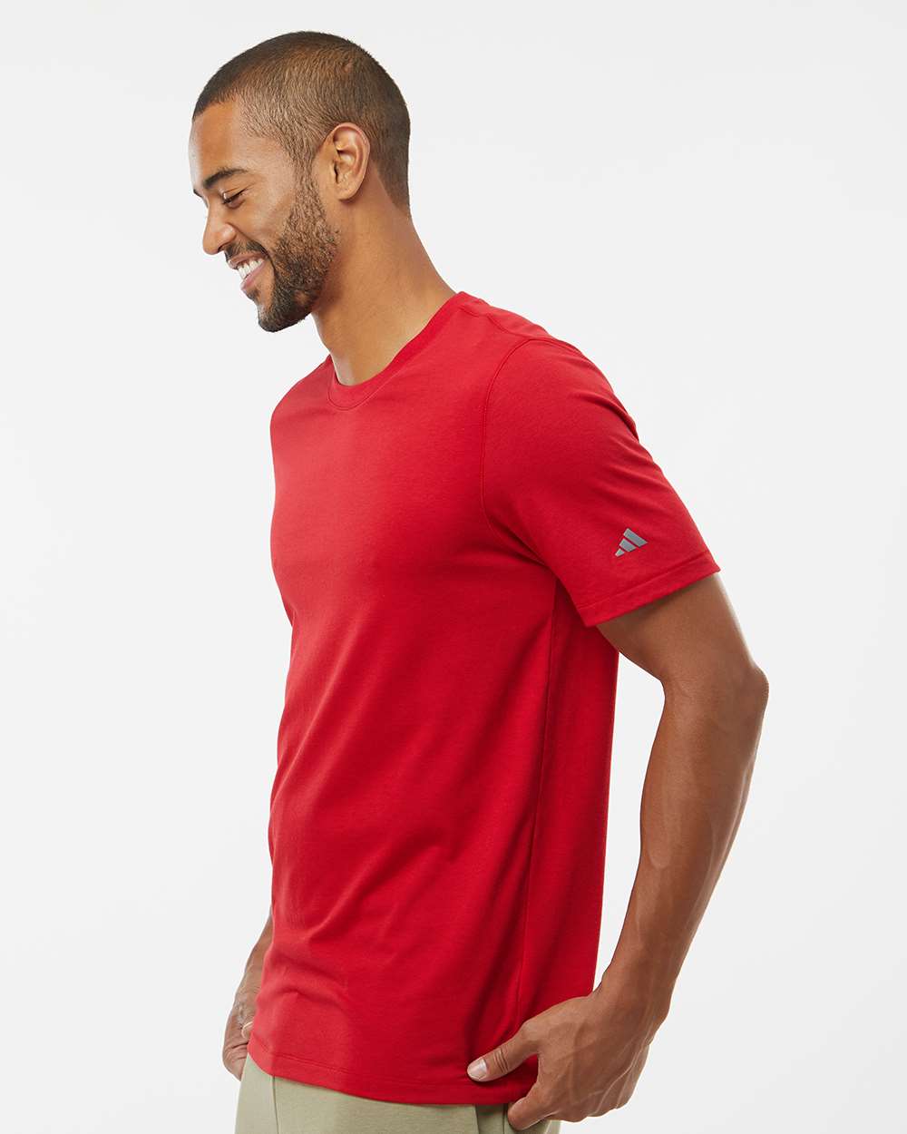 Men's Blended T-Shirt - OnModelSide - B07253703 - Power Red