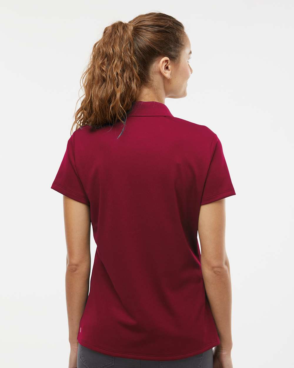Women's Basic Sport Polo - OnModelBack - B08053532 - Collegiate Burgundy