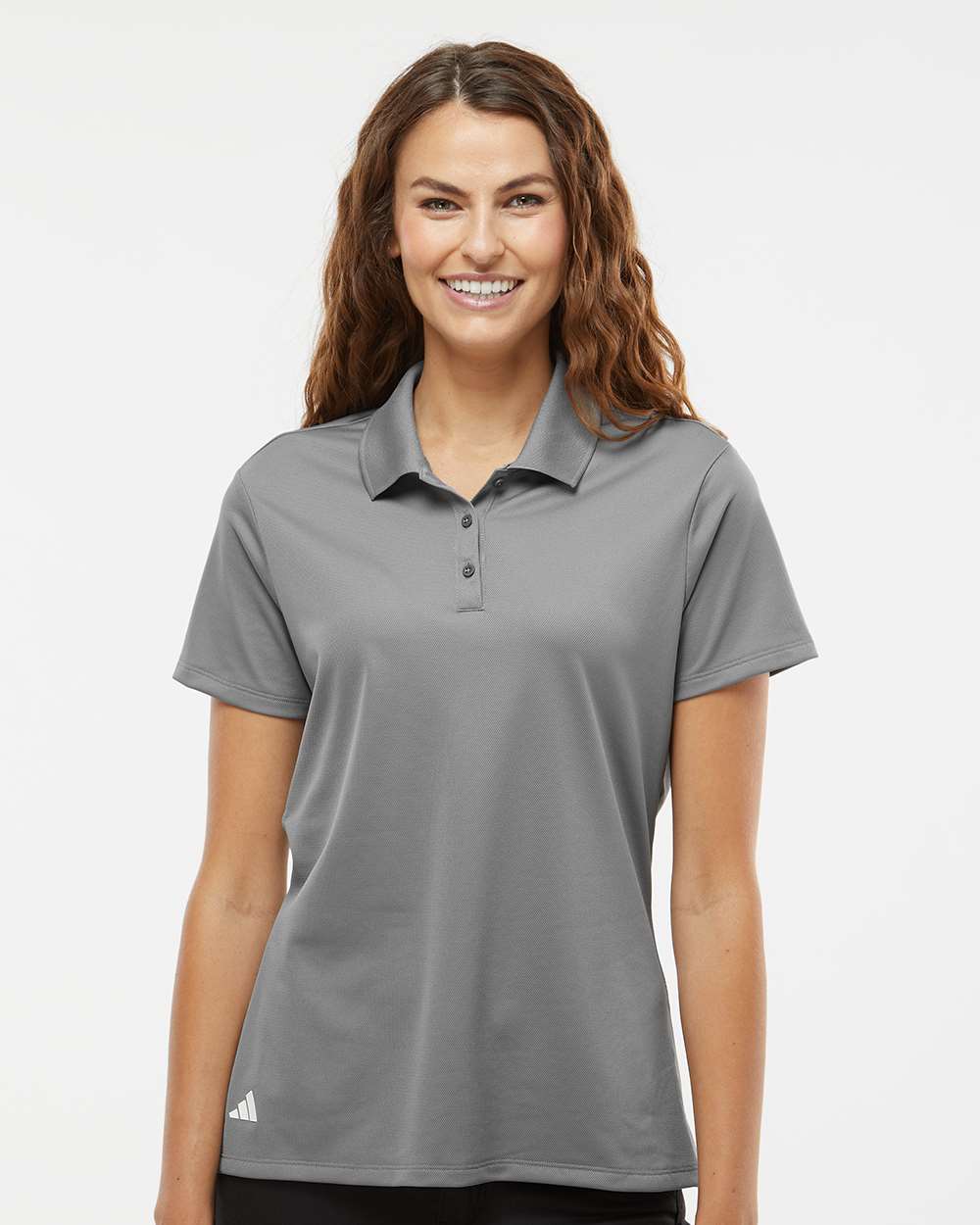Women's Basic Sport Polo - OnModelFront - B08053352 - Grey Three