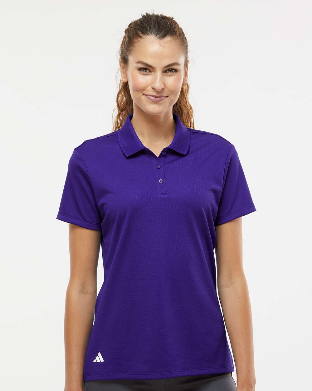 Women's Basic Sport Polo - OnModelFront - B08053672 - Collegiate Purple