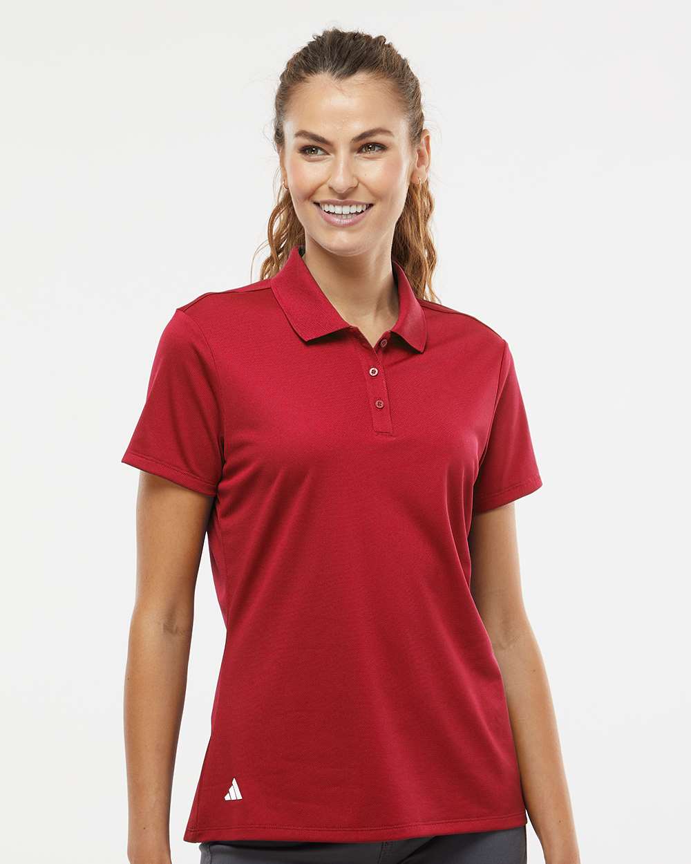 Women's Basic Sport Polo - OnModelFront - B08053702 - Power Red