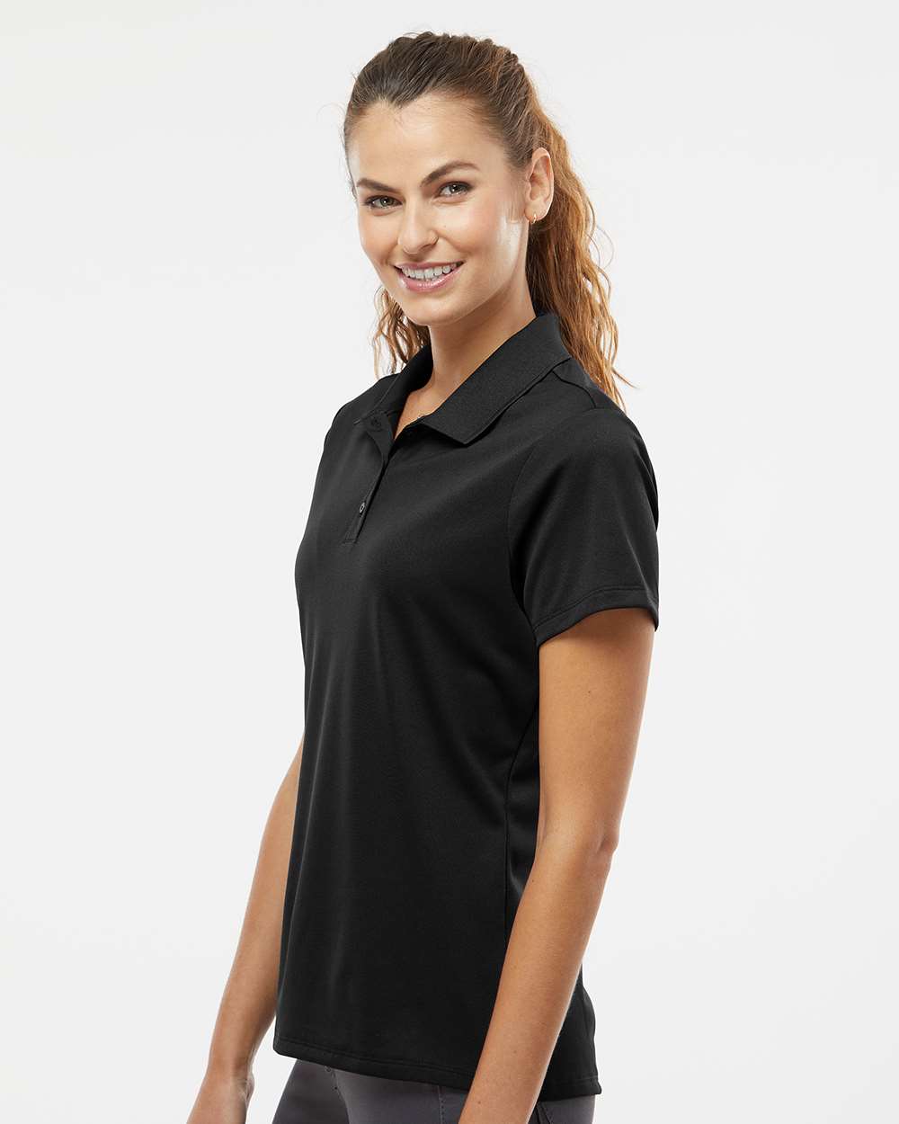 Women's Basic Sport Polo - OnModelSide - B08053503 - Black