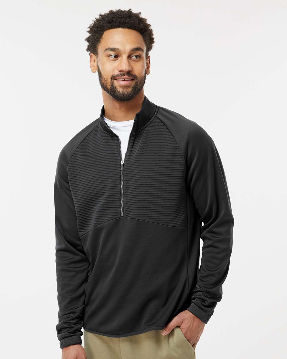 Men's Quarter-Zip Pullover - OnModelFront - B08853503 - Black