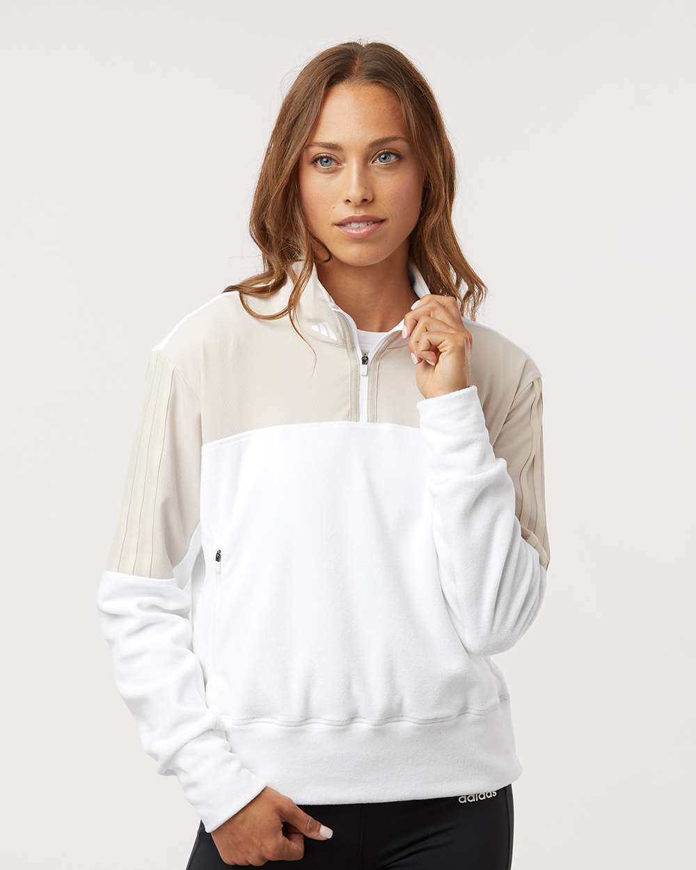 Women's Fleece Quarter-Zip Pullover - OnModelFront - B09953242 - Alumina